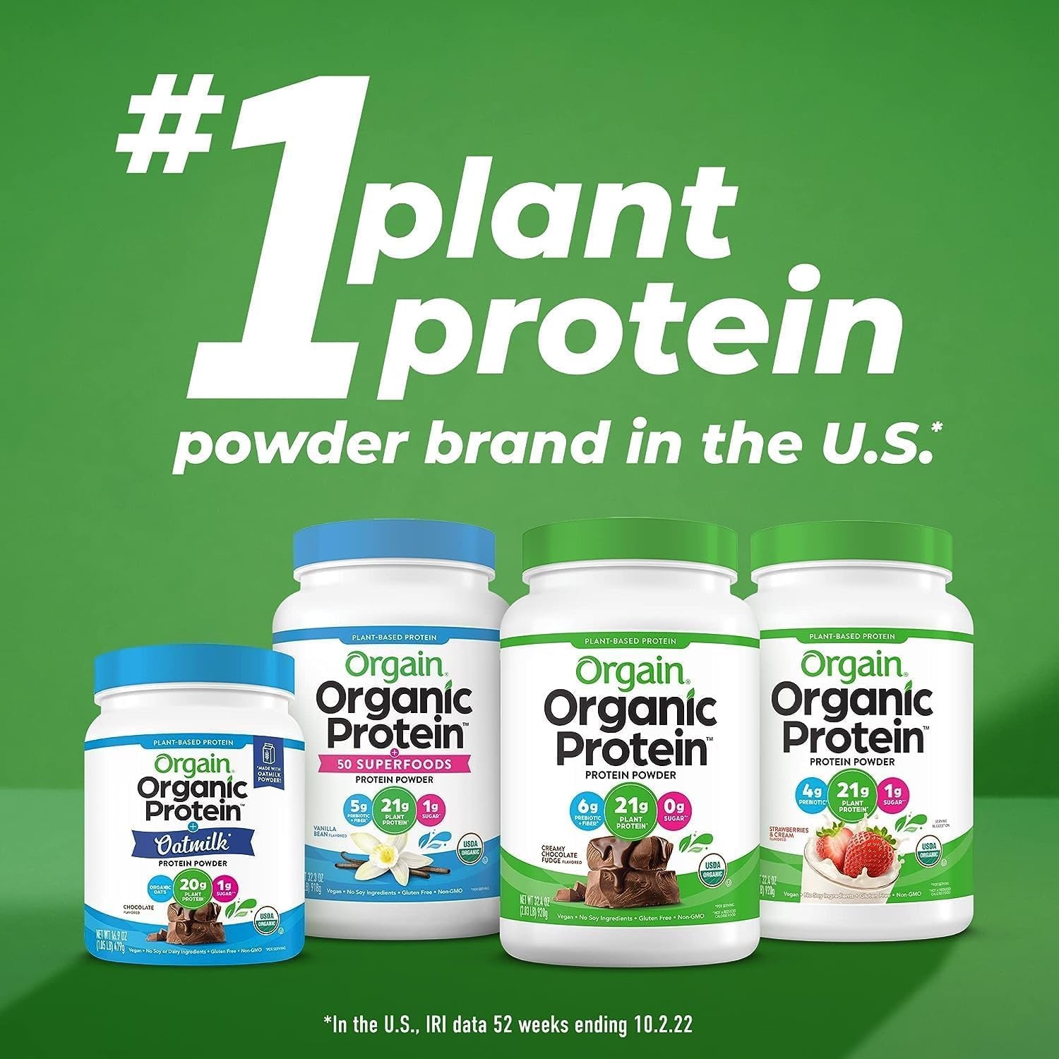 Organic Vegan Protein Powder, Chocolate Peanut Butter (21G Protein) and Vanilla Bean (21G Protein) - Plant Based, Gluten Free, Non-Gmo - 4.06 Lbs Total